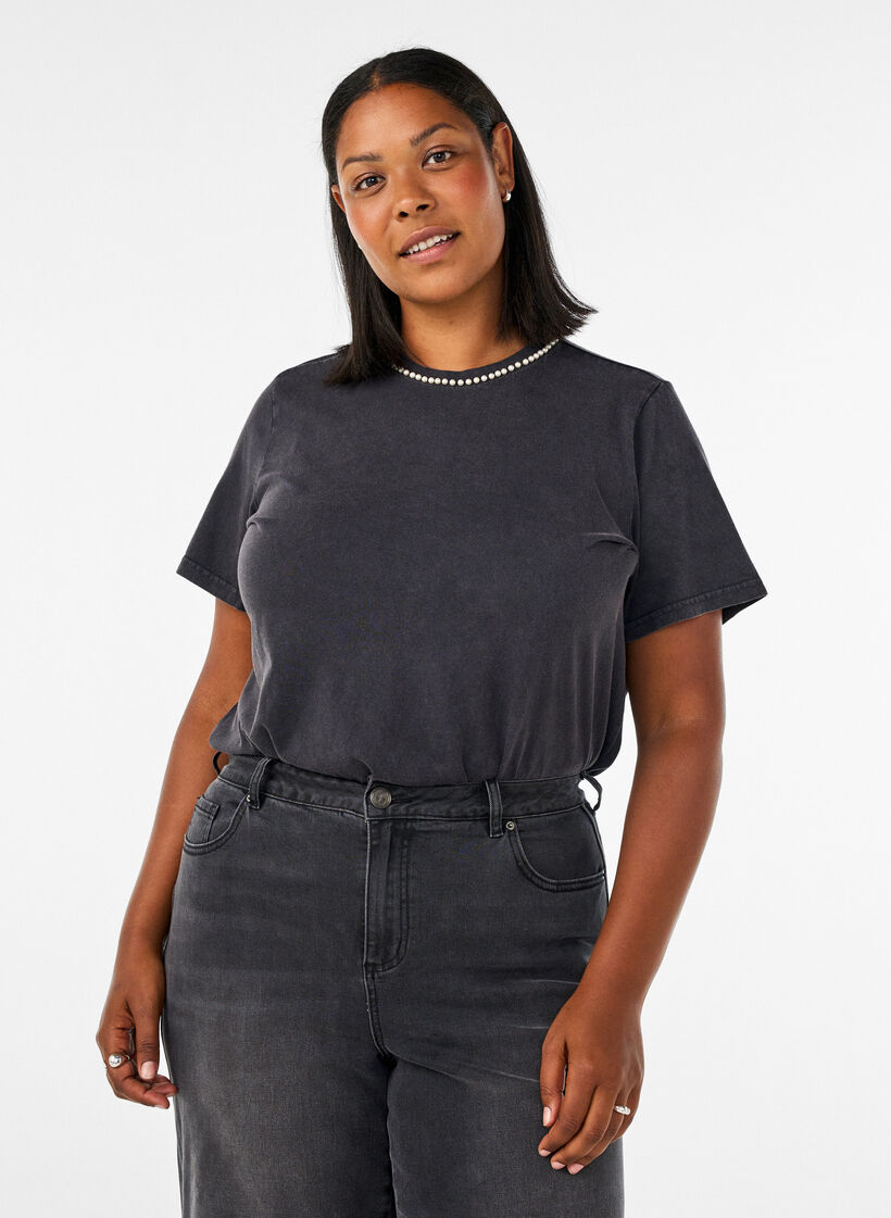 Grafisch T-shirt van biologisch katoen, Grijs, Model image number 0