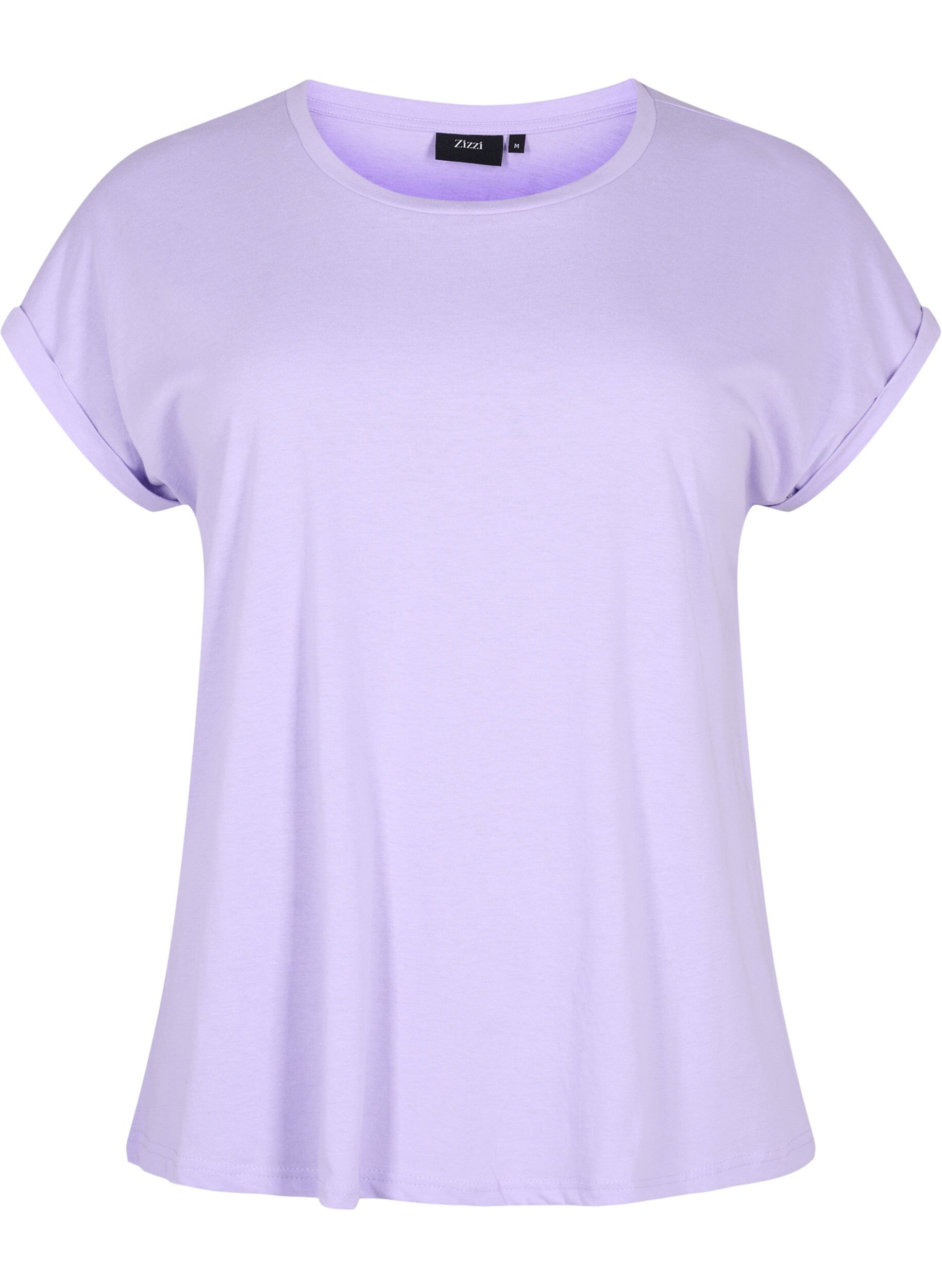 ZizziT-shirt met korte mouwen van katoenmix, Paars, Packshot image number 0