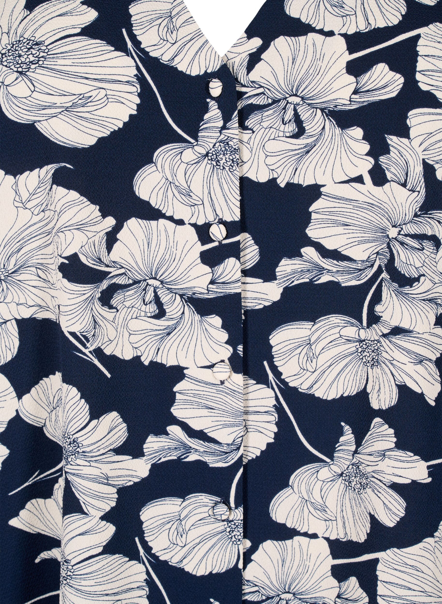ZizziBlouse avec col en V et imprim&eacute;, Navy B. Flower AOP, Packshot image number 2