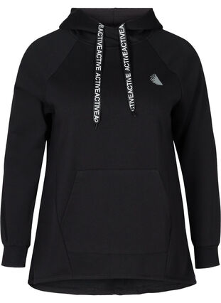 Sweatshirt met zak en capuchon, Black, Packshot image number 0