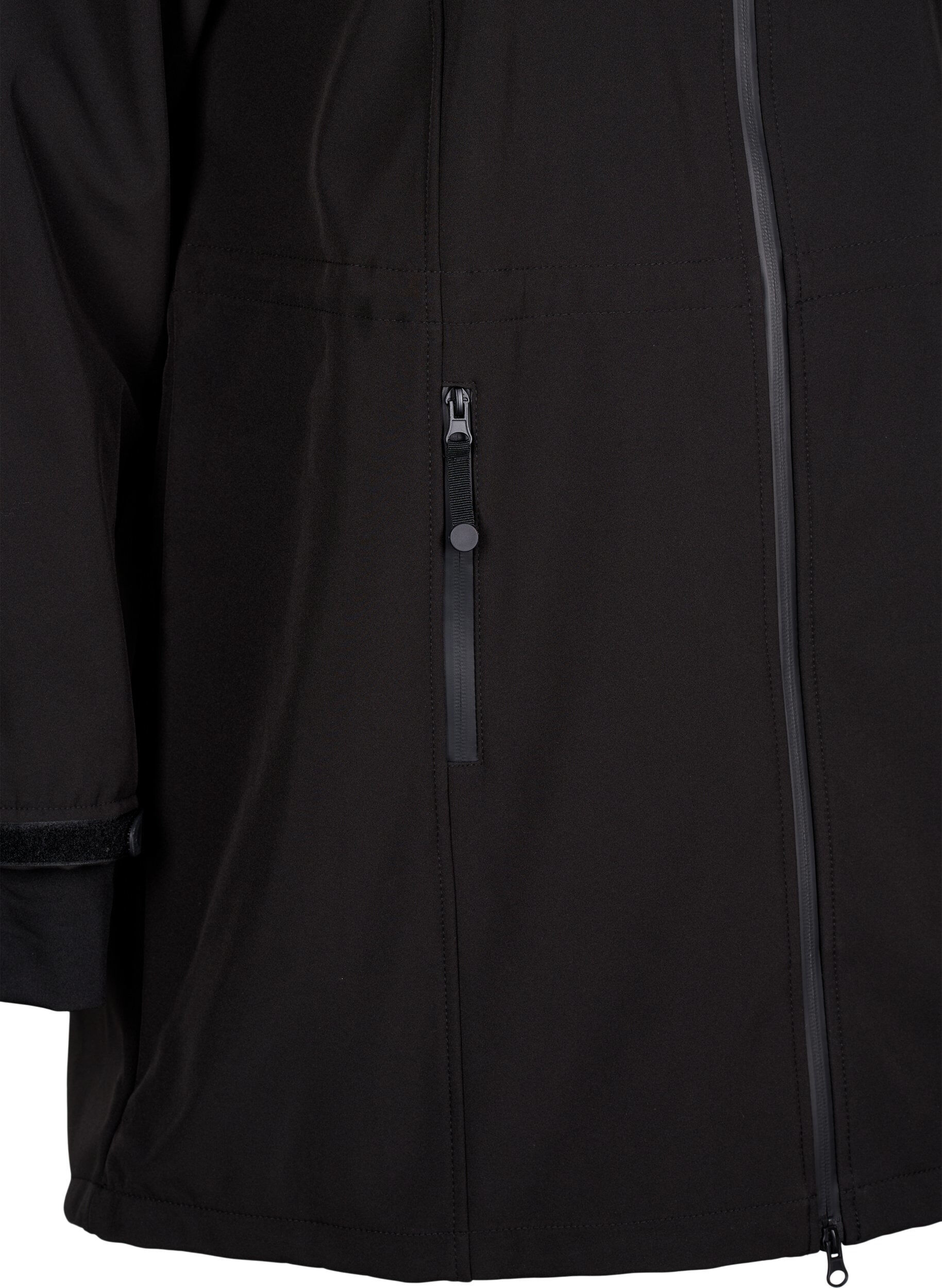 ZizziSoftshell jack met afneembare capuchon, Zwart, Packshot image number 3