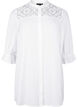 Lang viscose shirt met kanten detail, Bright White, Packshot image number 0