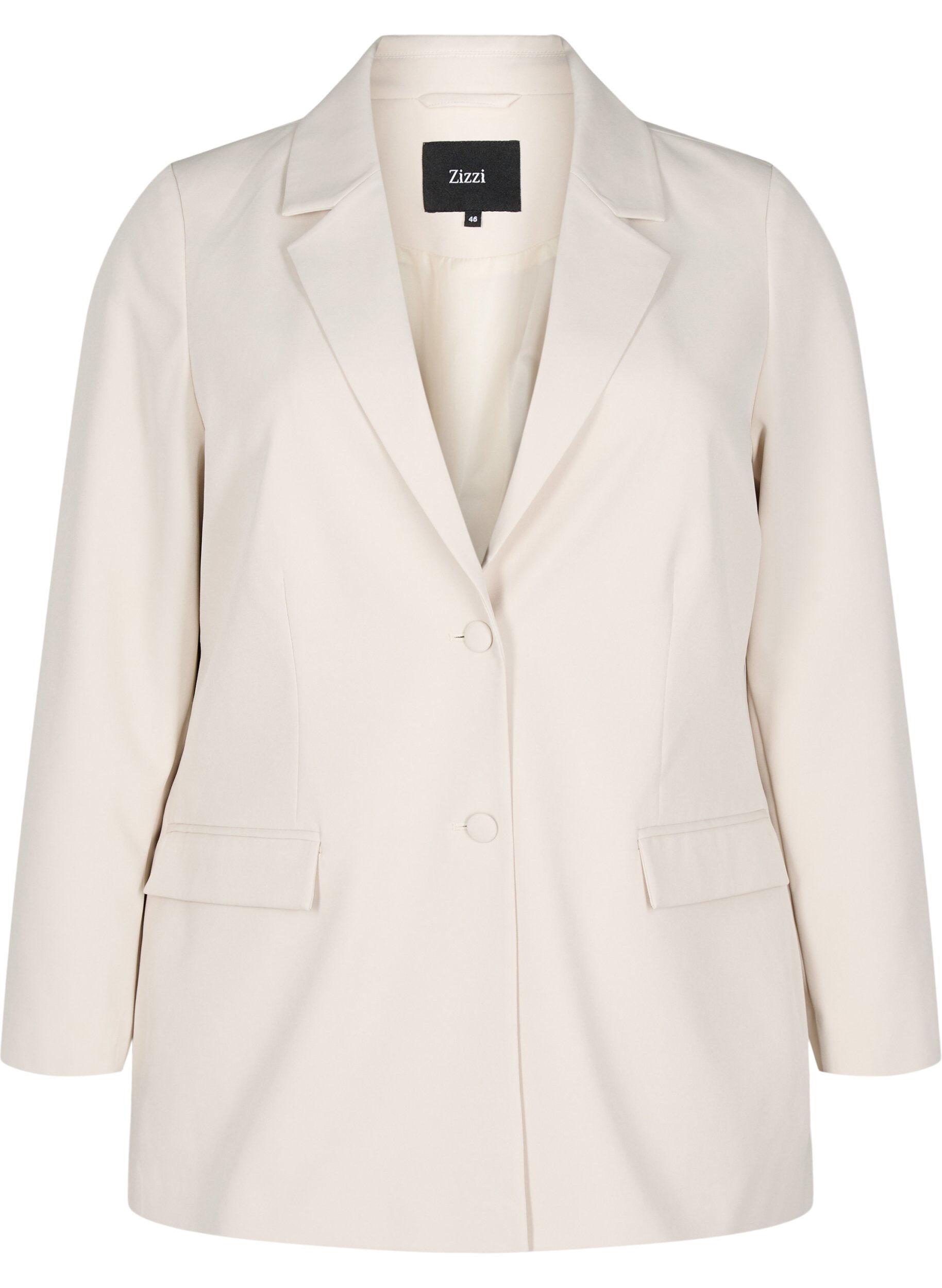 Zizzi Blazer classique avec fermeture boutonn&eacute;e, Beige, Packshot image number 0