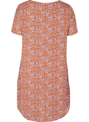 Robe de couleur unie à manches courtes, Orange Flower AOP, Packshot image number 1