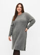 Ribgebreide jurk met split, Light Grey Melange, Model image number 0