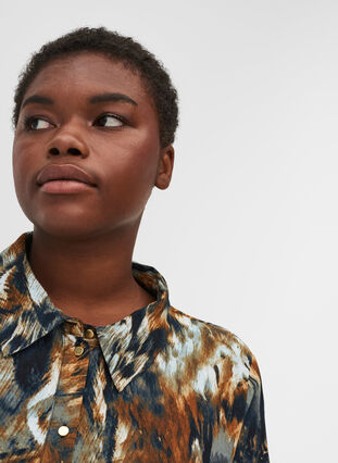 Viscose blouse jurk met print en verstelbare taille, Rubber AOP, Model image number 2