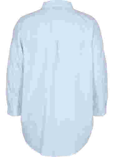 Gestreepte nachtjapon van katoen, White w. Blue Stripe, Packshot image number 1