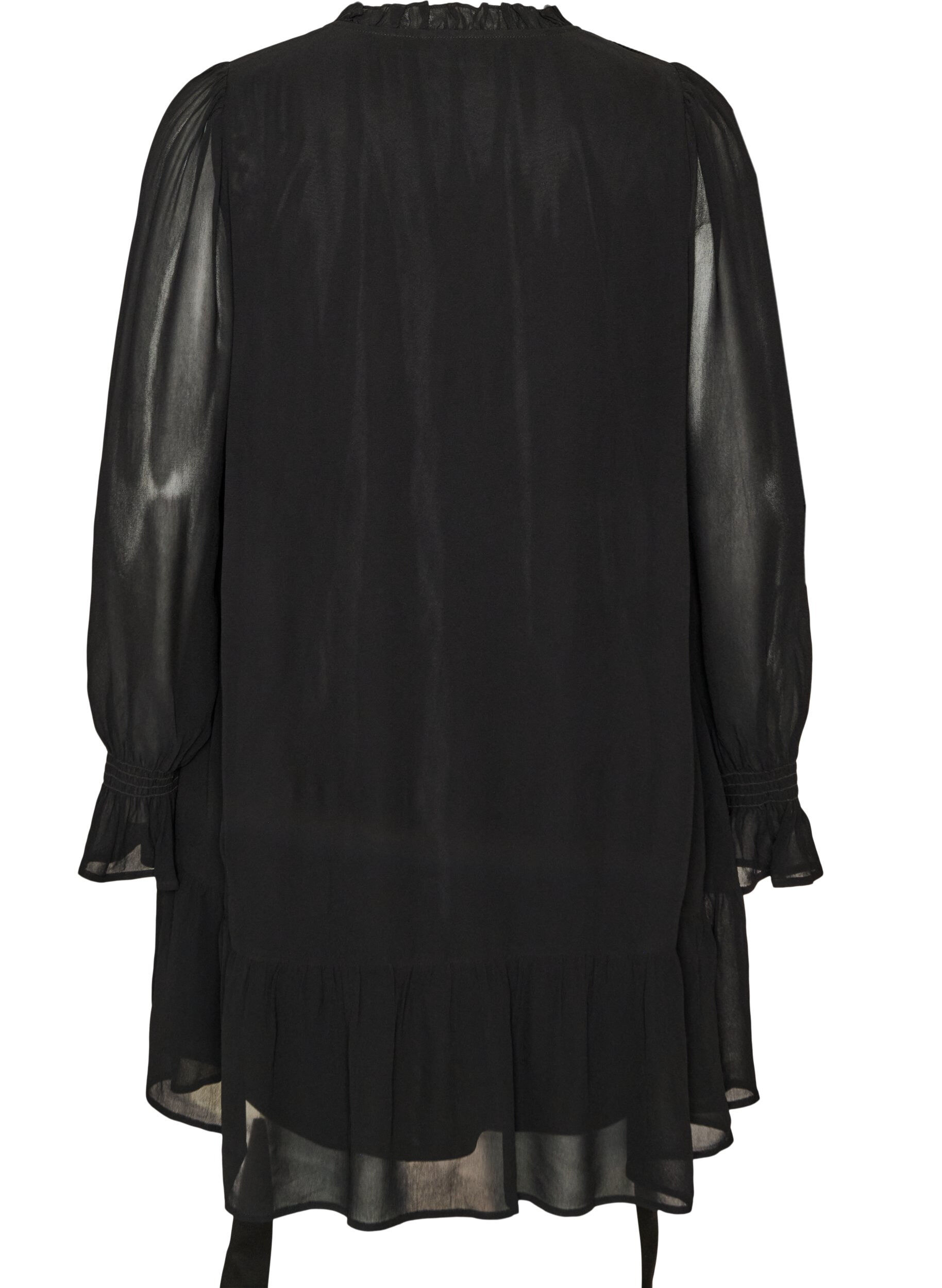 ZizziRobe en viscose avec volants et manches transparentes, Noir, Packshot image number 1
