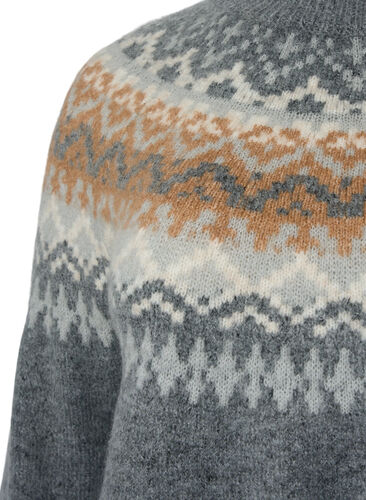 Robe en tricot à motifs et à manches longues, Medium G. Mel. Comb, Packshot image number 3