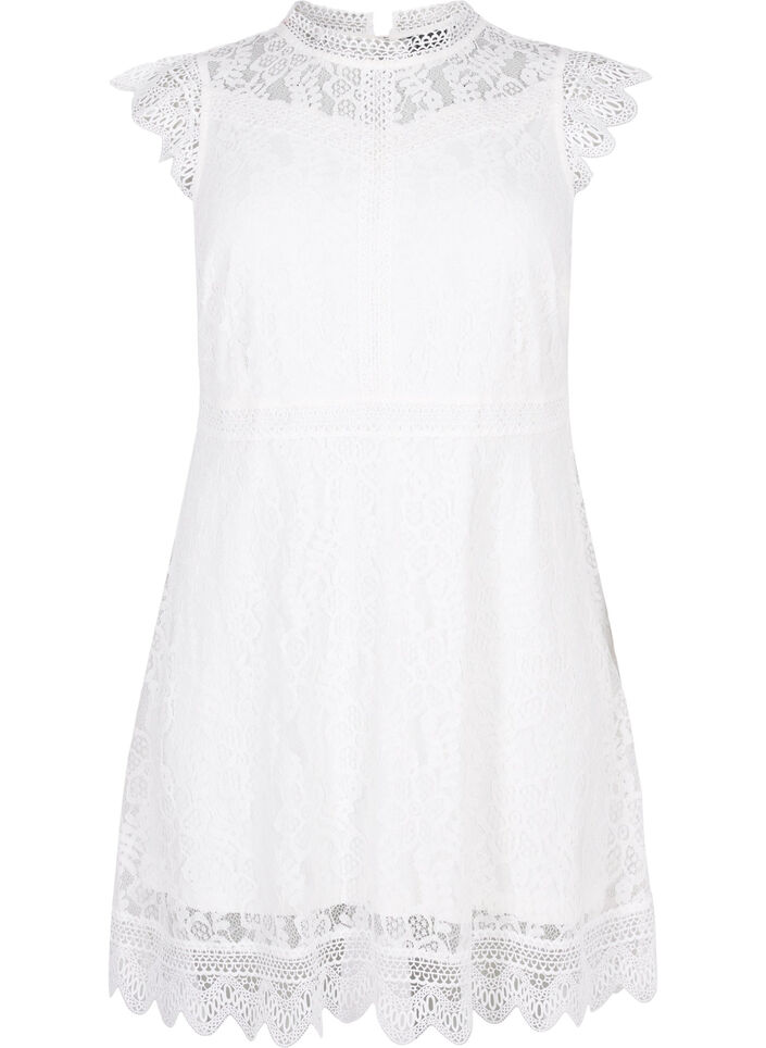 Robe en dentelle sans manches, Bright White, Packshot image number 0