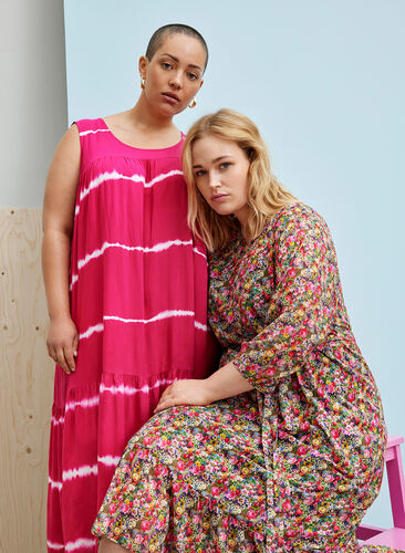 Viscose midi-jurk met print, Vivacious batik, Image image number 0