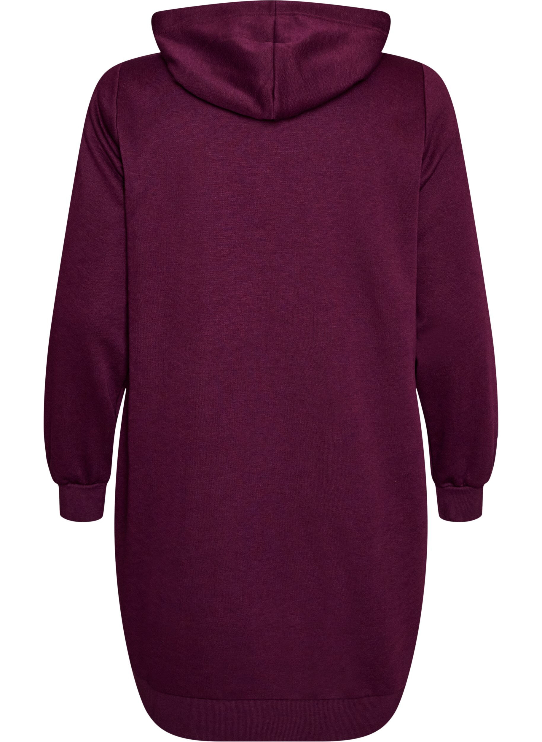 ZizziLange hoodie met ritssluiting en zakken, Paars, Packshot image number 1