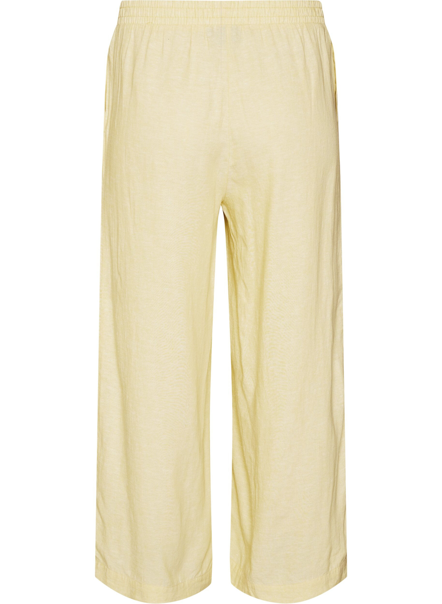 ZizziPantalon large en lin et viscose, Jaune clair, Packshot image number 1