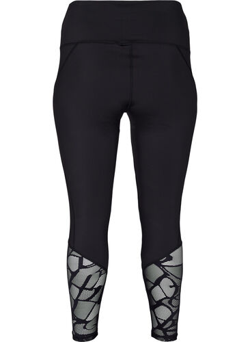 Cropped legging met patroon en mesh, Black, Packshot image number 1