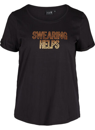T-shirt de sport avec imprimé, Black Swearing, Packshot image number 0