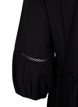 Robe en coton à manches 3/4 avec volants, Black, Packshot image number 3