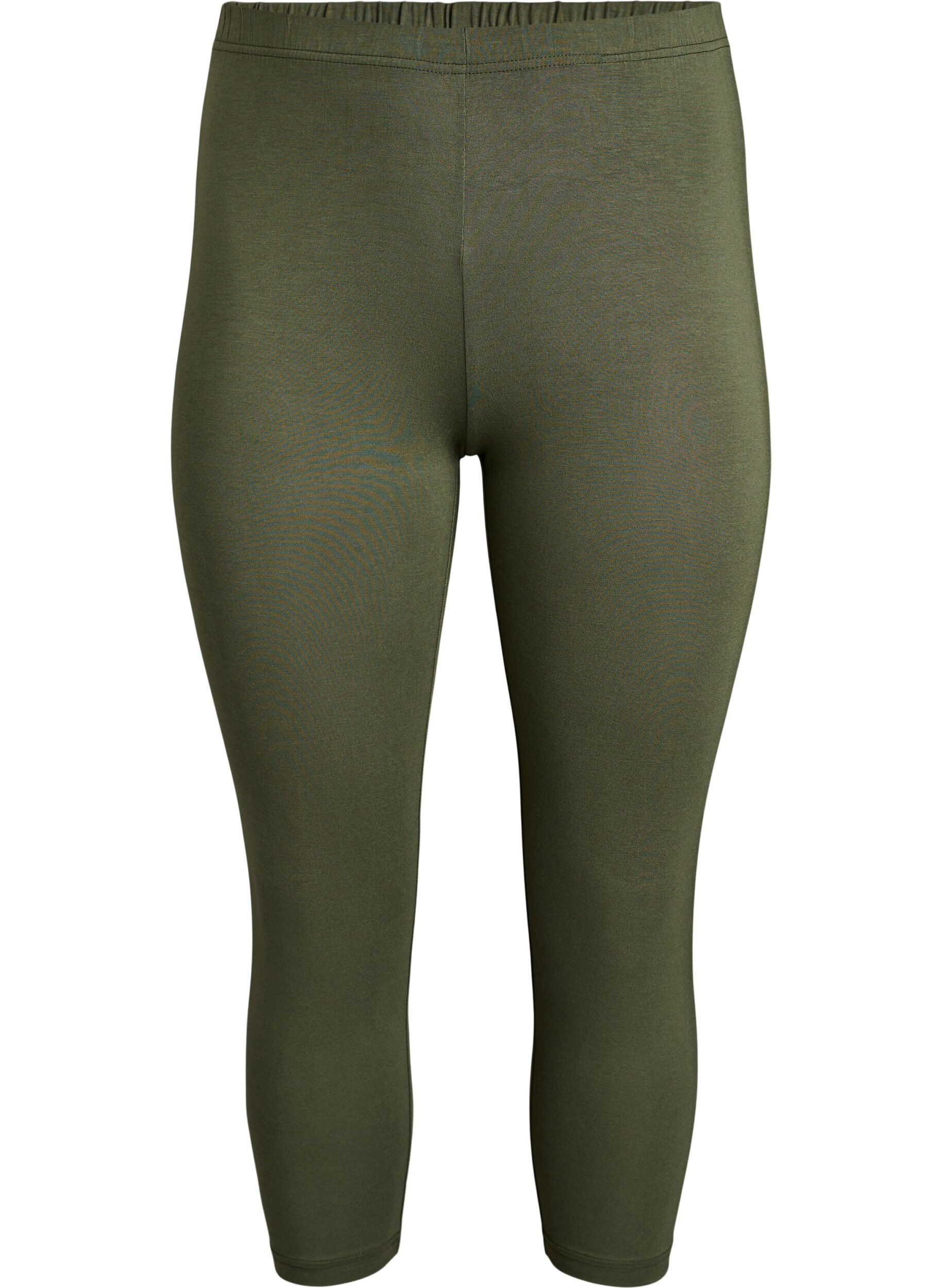 ZizziBasic 3/4 legging in viscose, Groen, Packshot image number 0