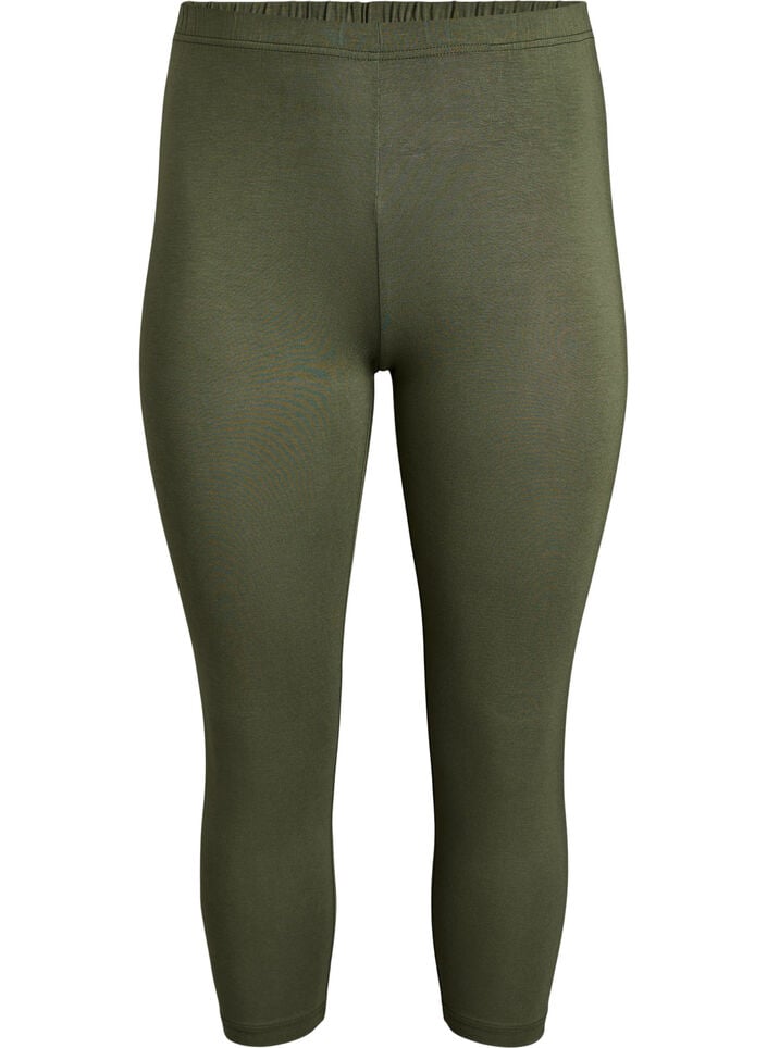 Basic 3/4 legging in viscose, Groen, Packshot image number 0