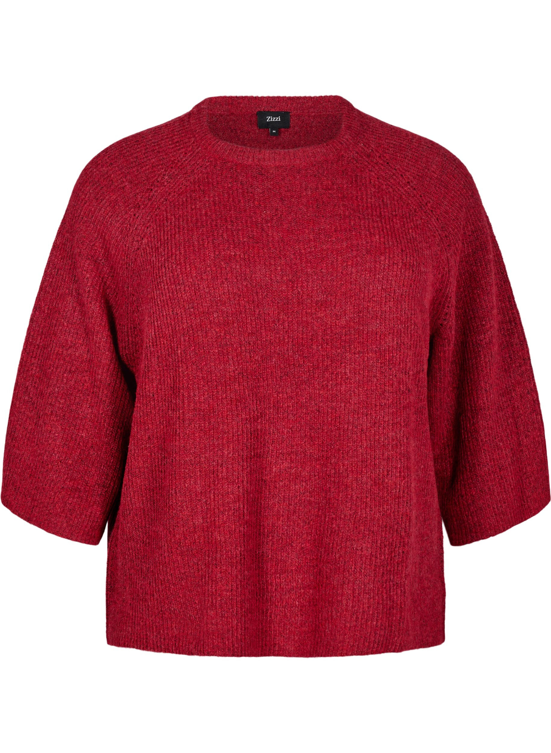ZizziPull c&ocirc;tel&eacute; &agrave; manches 3/4, Rouge, Packshot image number 0