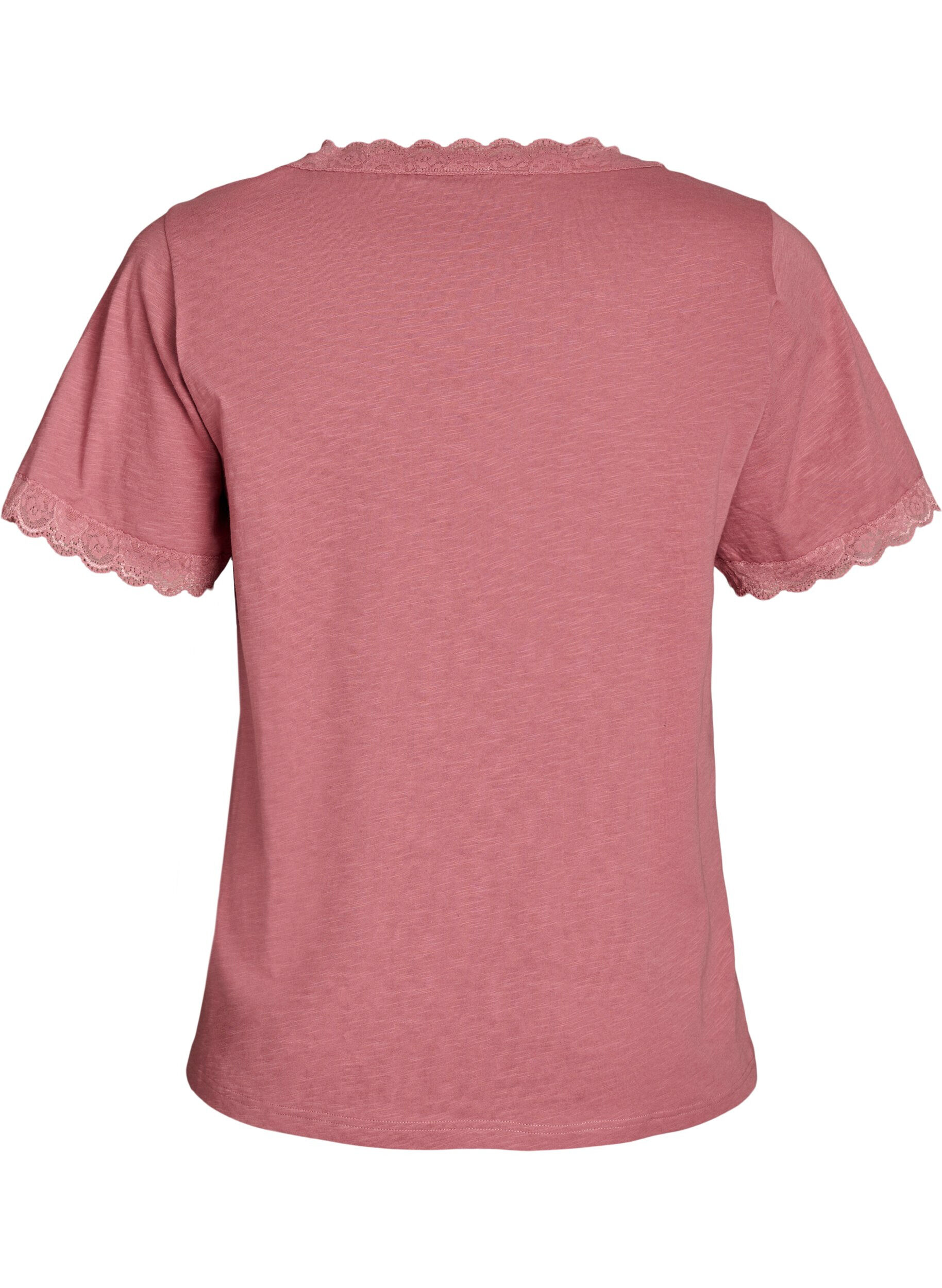 Zizzi T-shirt avec finitions en dentelle, Rose, Packshot image number 1