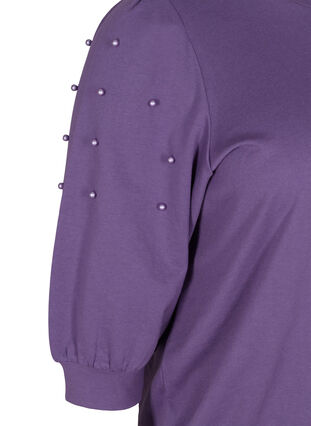 Pull à manches bouffantes et perles, Loganberry, Packshot image number 3