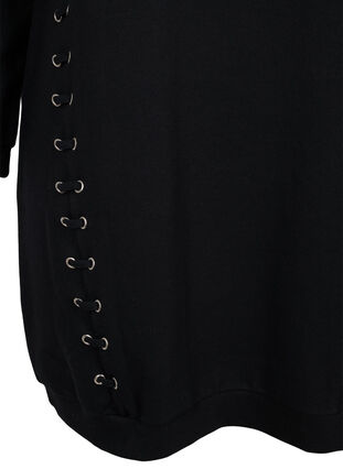 Tunique en coton avec détails lacets, Black, Packshot image number 3