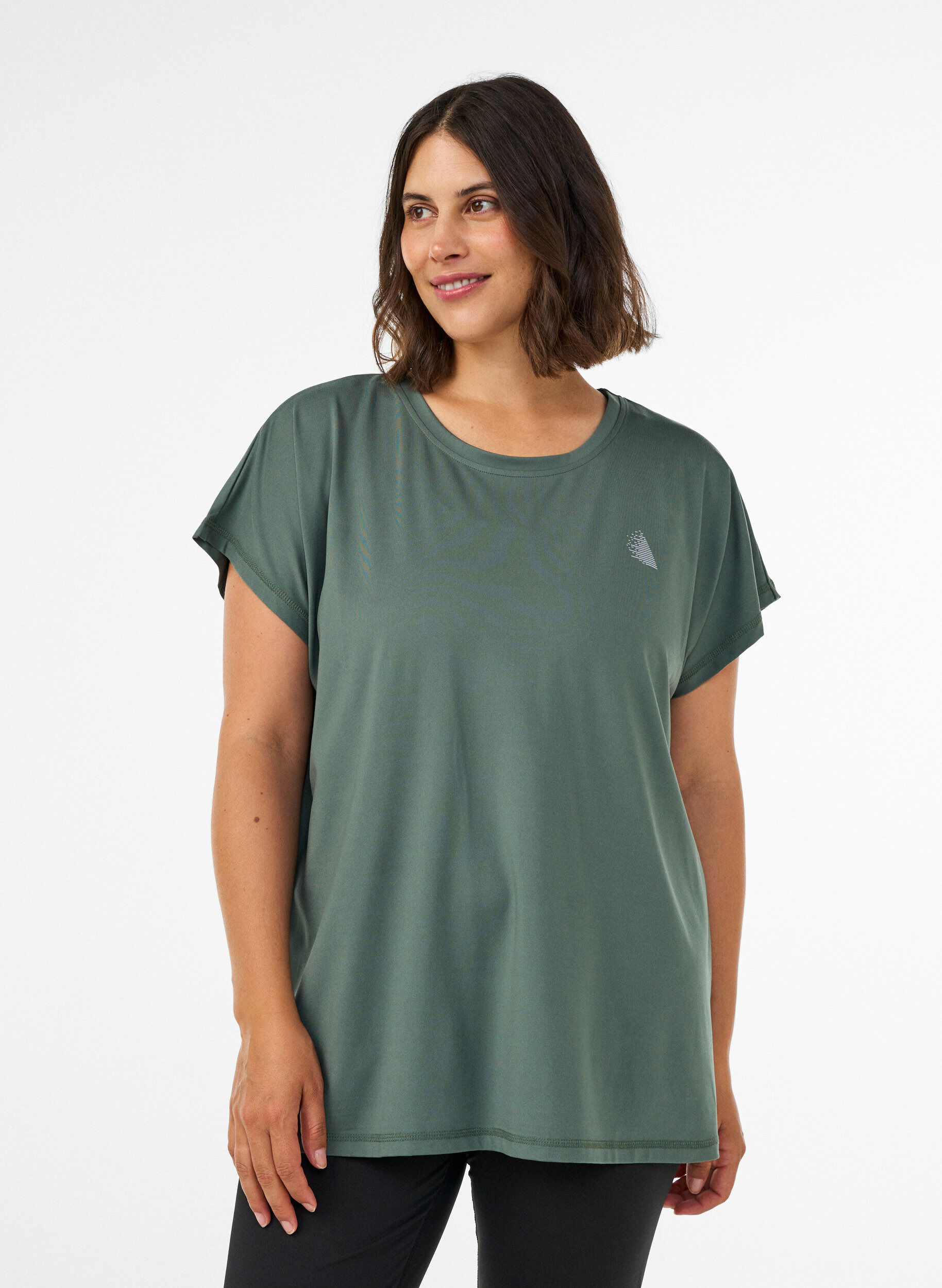 T-shirt de sport couleur unie, Vert, Model