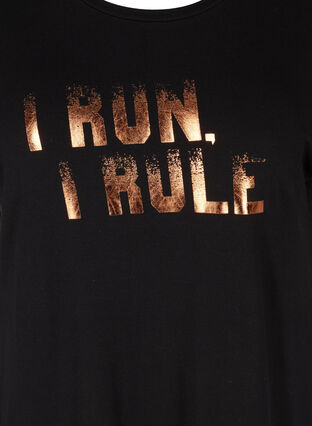 Trainingsshirt in viscose mix met print, Black I Run, Packshot image number 2