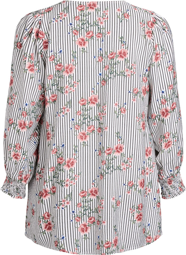 Blouse à imprimé floral et lien à nouer, Noir, Packshot image number 1