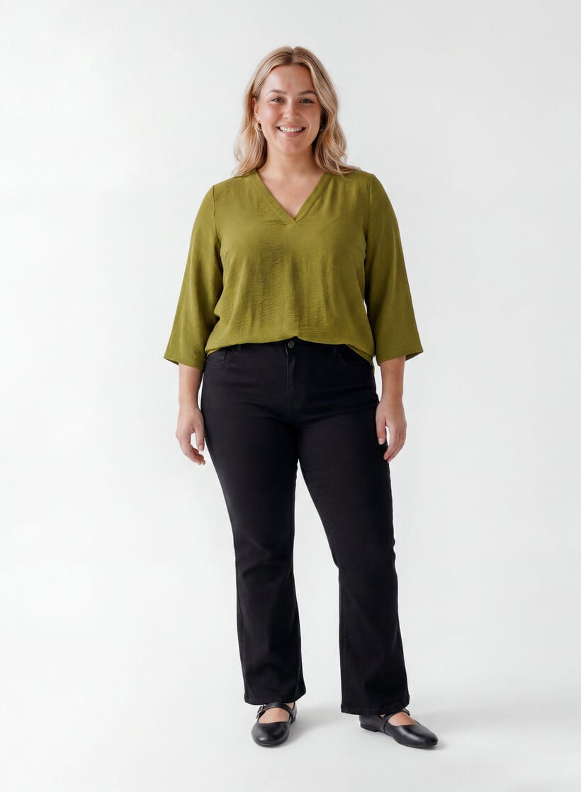 Blouse met 3/4 mouwen, Groen, Model image number 1