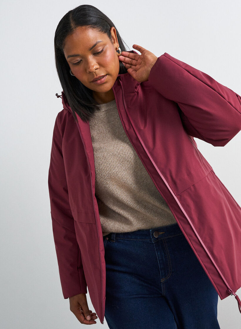 Veste d'hiver avec capuche et taille ajustable, Bordeaux, Model image number 0