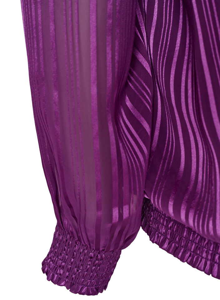Blouse &agrave; rayures avec coupe ballon, Violet, Packshot image number 3