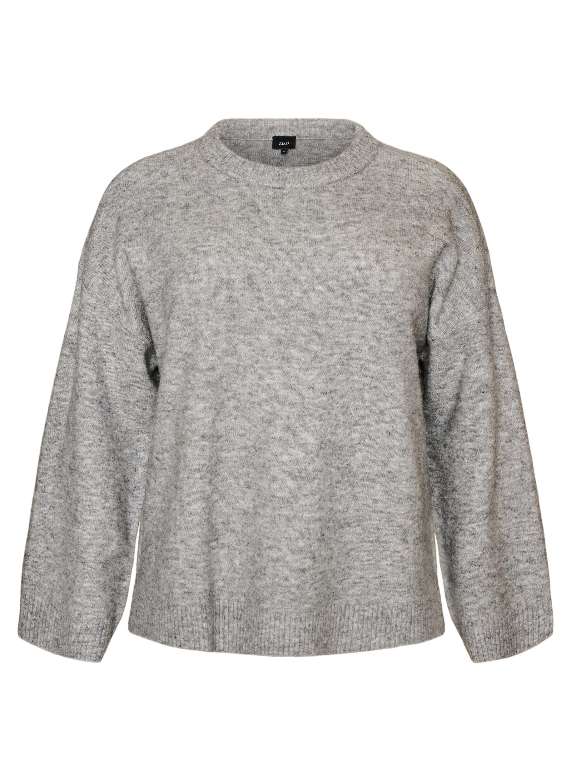 ZizziBlouse ample tricot&eacute;e en alpaga et laine, Gris, Packshot image number 0