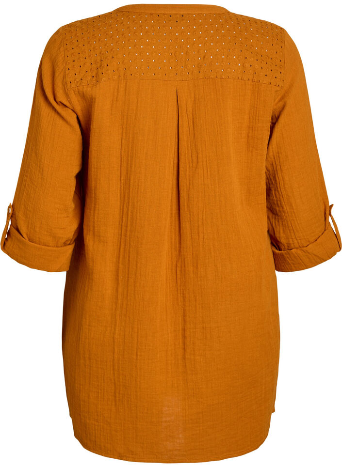 Tunique en mousseline de coton avec broderie anglaise, Orange, Packshot image number 1