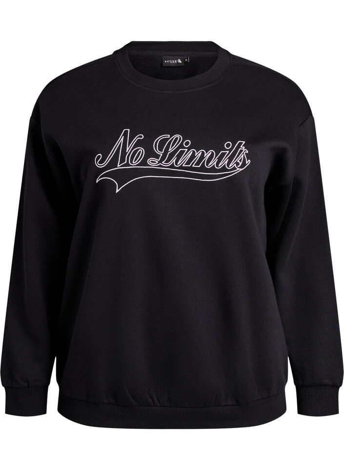 Sweatshirt met statementdetail, Zwart, Packshot image number 0