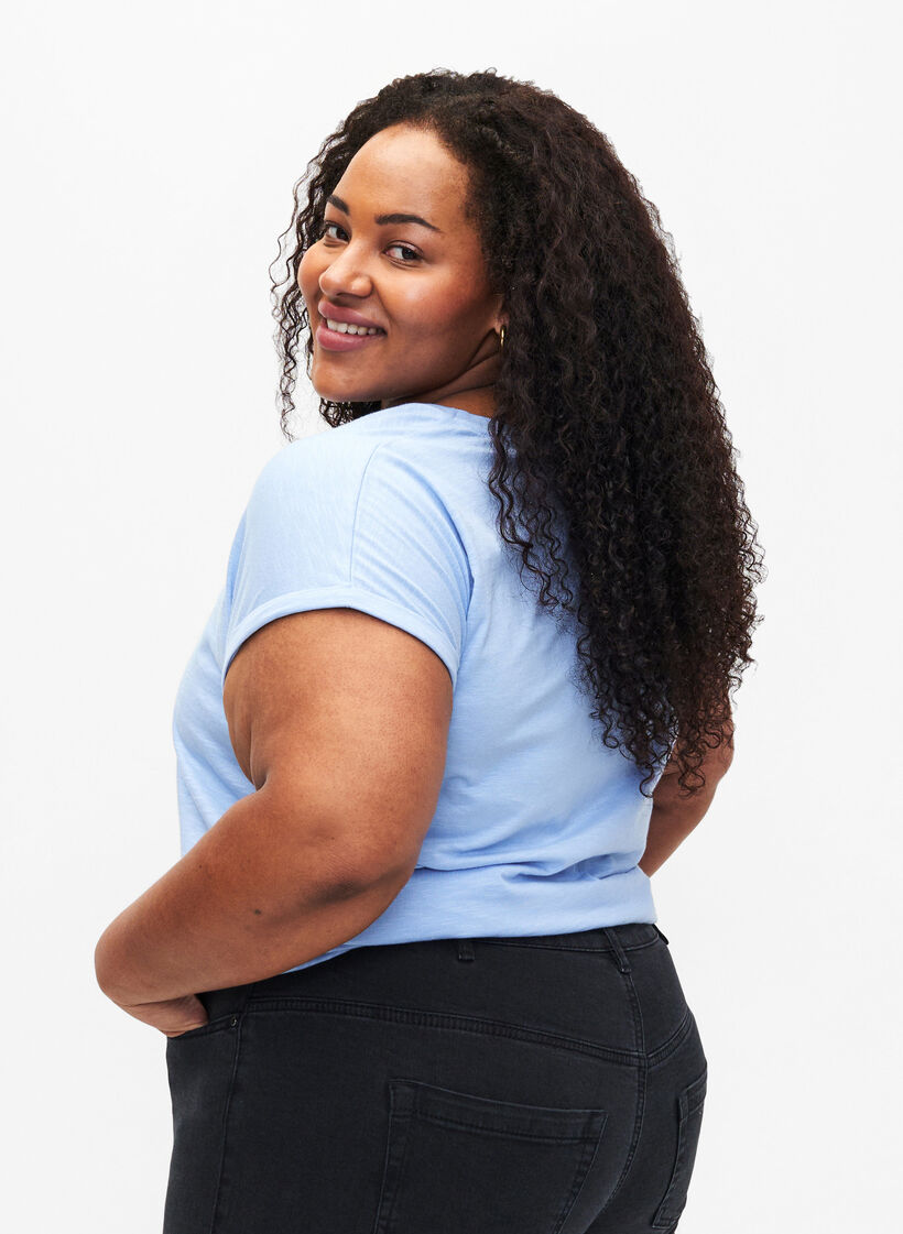 Bedrukt T-shirt van biologisch katoen, Serenityw.Navy Print, Model image number 1