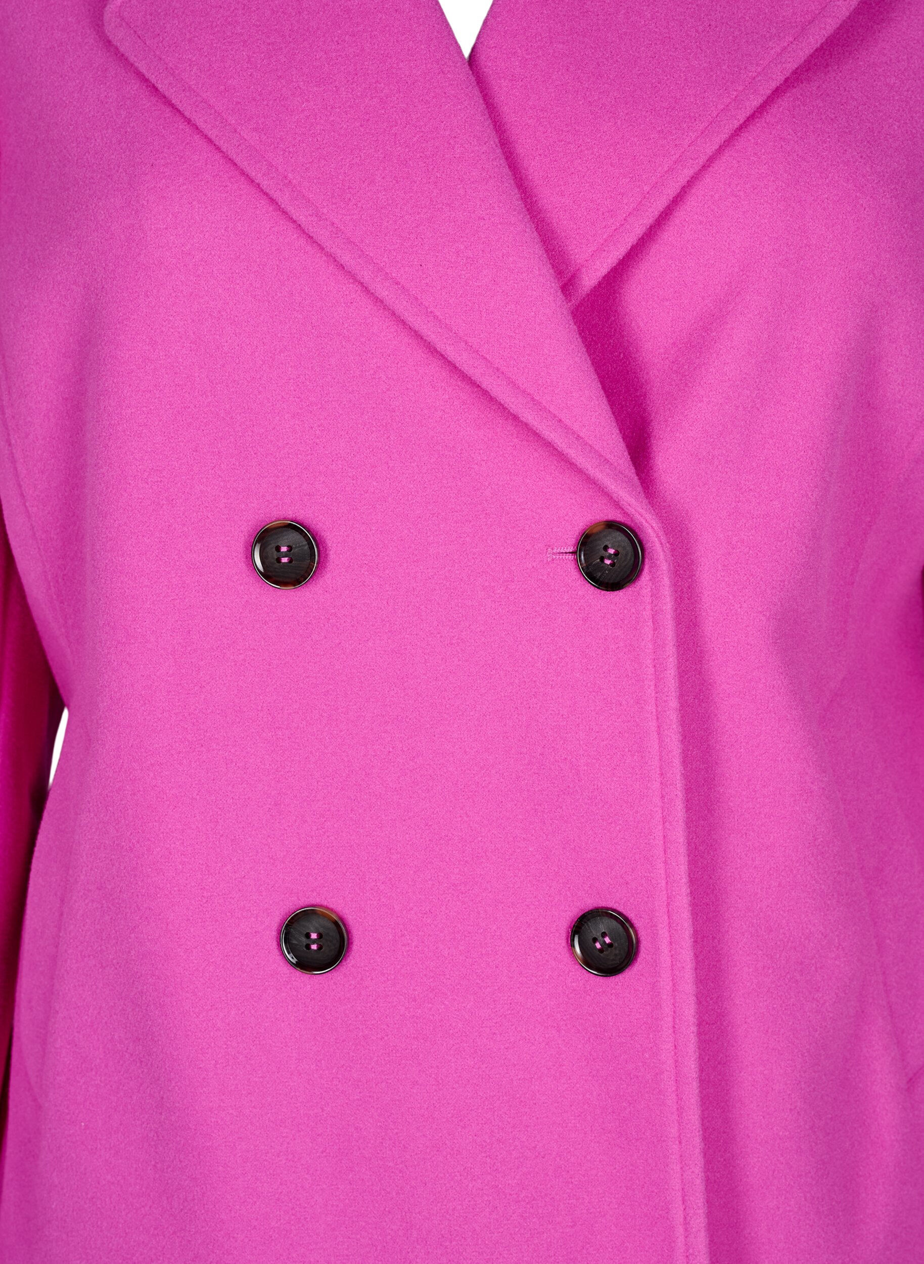 Zizzi Manteau court imitation laine et &agrave; poches, Purple Orchid, Packshot image number 2