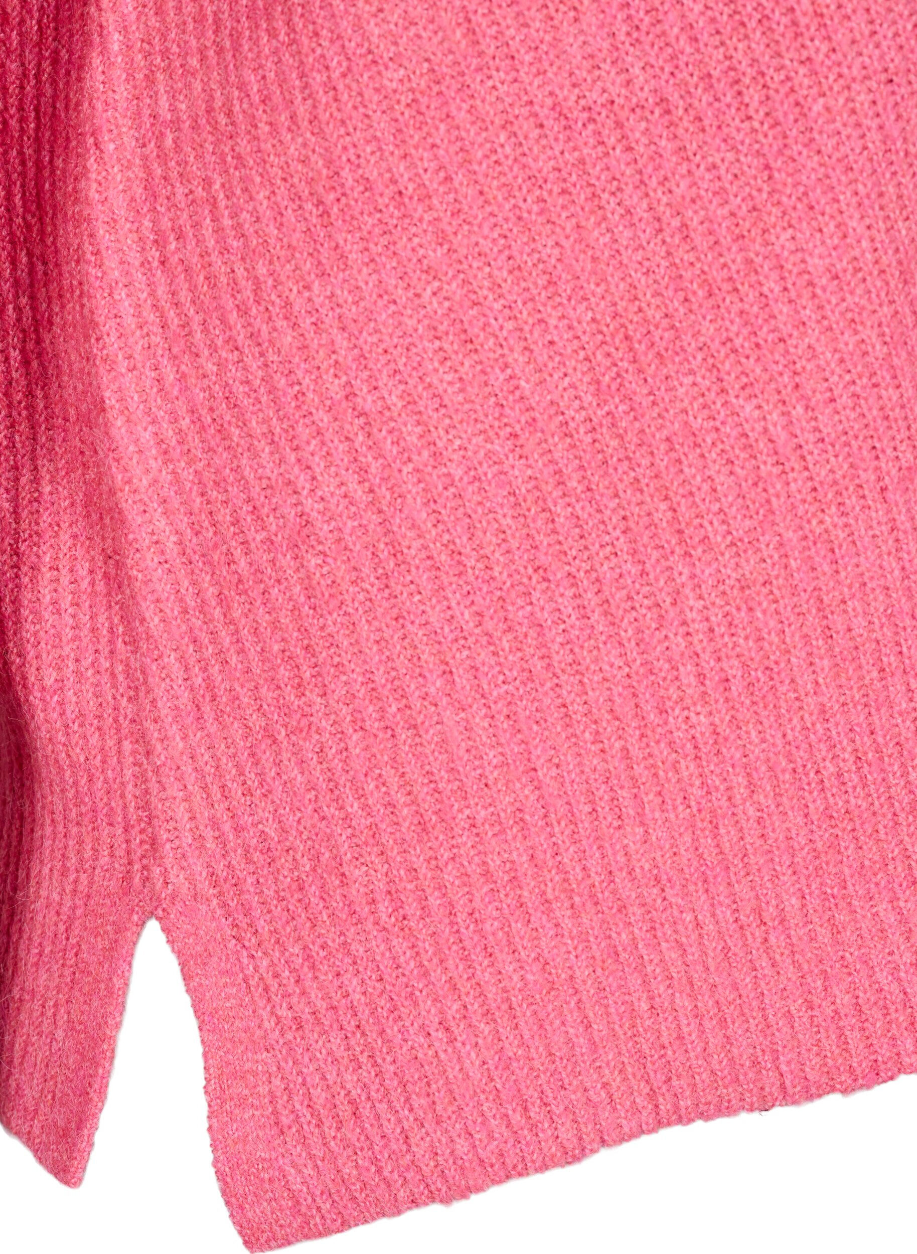 ZizziGebreide blouse met V-hals en lange mouwen, Bubblegum Wh. Mel., Packshot image number 3