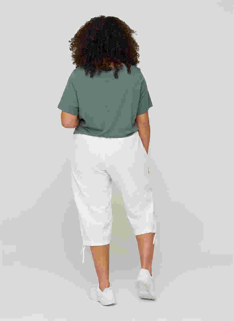 Losse cropped broek van katoen, Bright White, Model image number 0