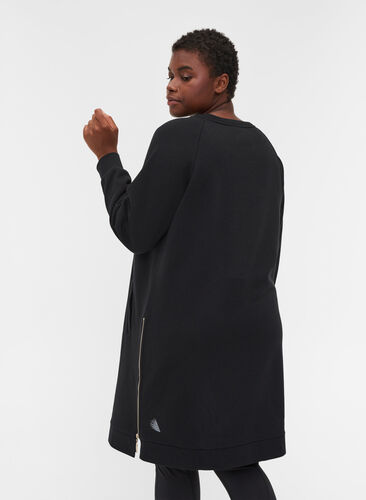 Robe pull avec poches et fente, Black, Model image number 1