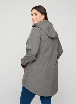 Veste softshell avec capuche et poches, Medium Grey Melange, Model image number 1