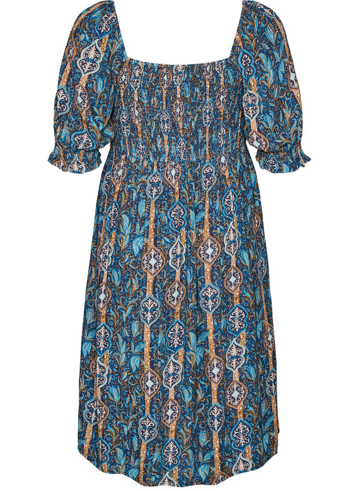 Robe d'&eacute;t&eacute; en viscose &agrave; imprim&eacute; paisley, Bleu, Packshot image number 1