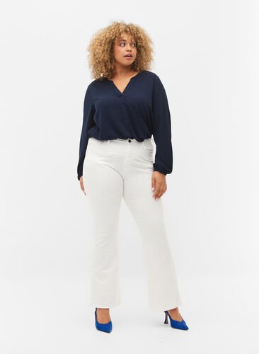 Jeans bootcut Ellen à taille haute, White, Model image number 0