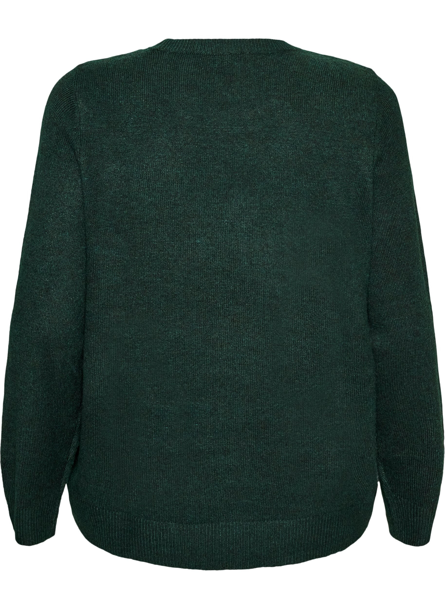 ZizziGebreide jumper met glitterstrik, Groen, Packshot image number 1