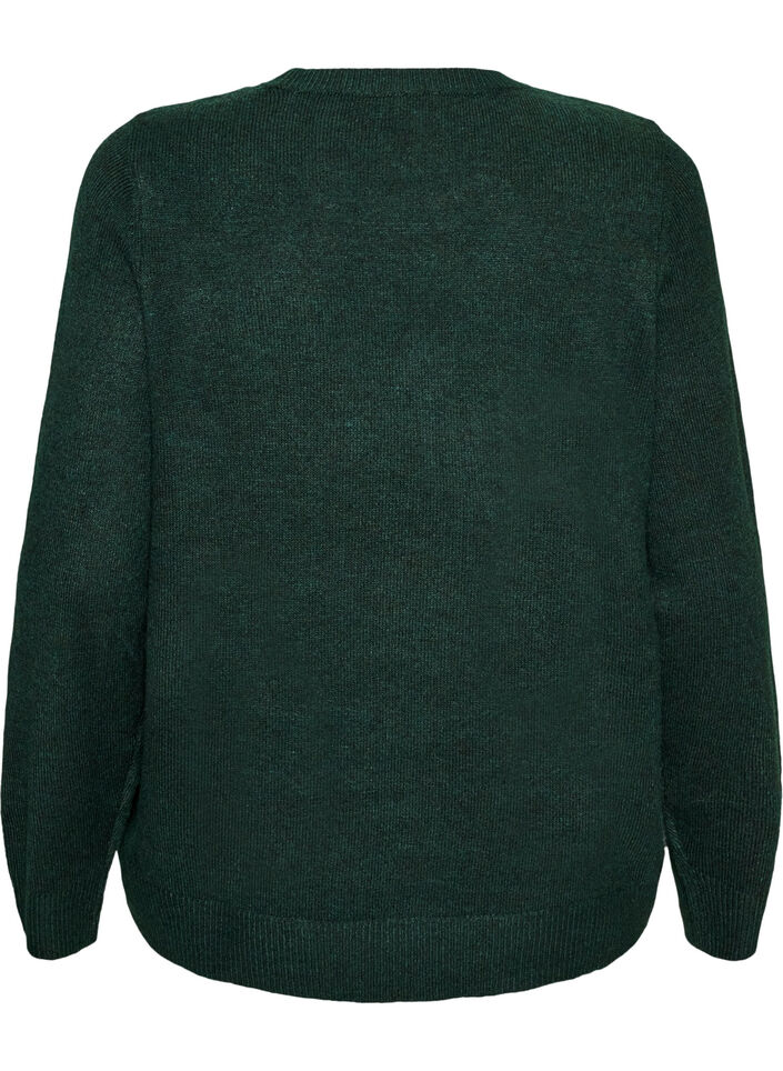 Gebreide jumper met glitterstrik, Groen, Packshot image number 1