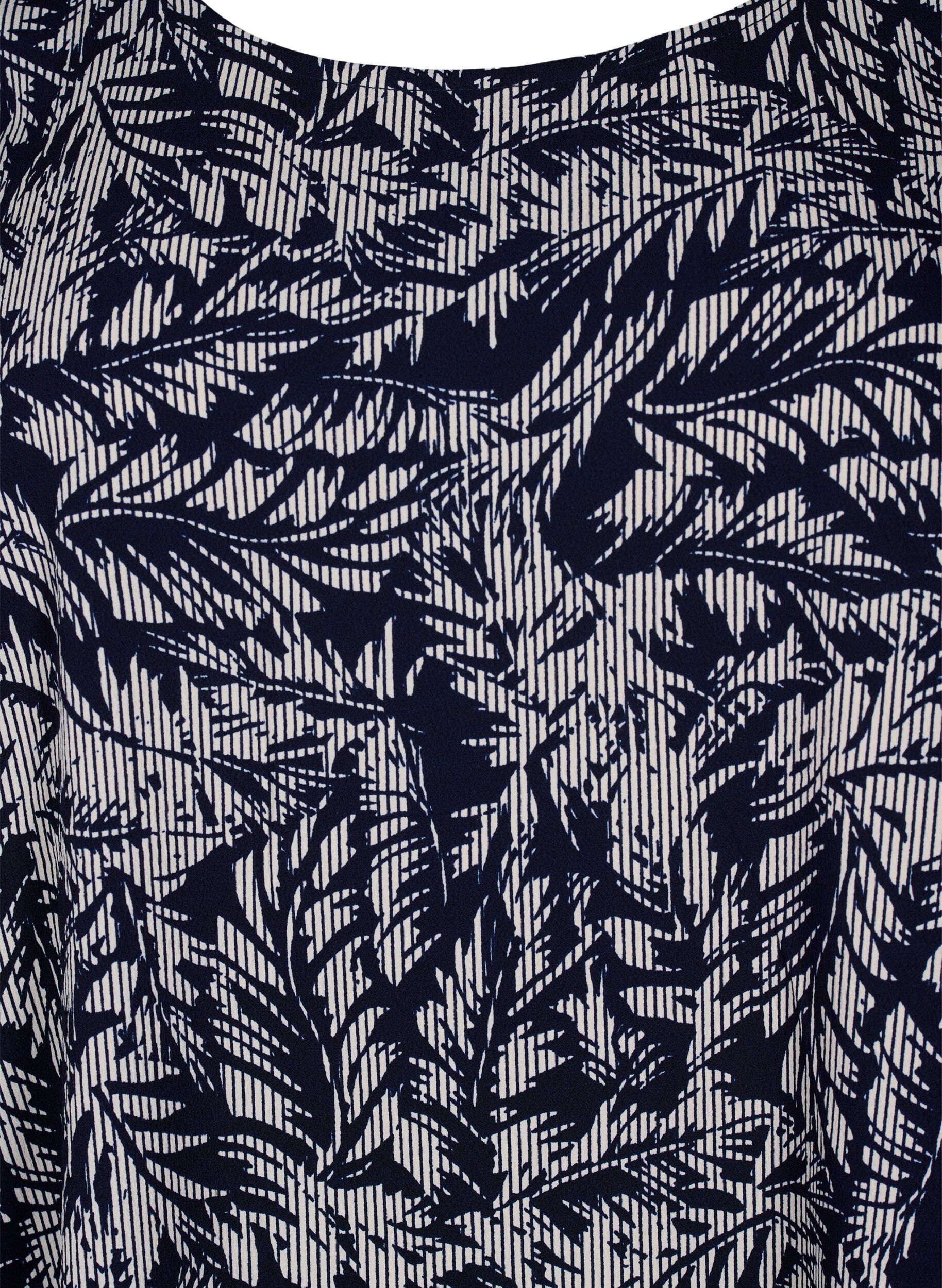 ZizziFLASH - Blouse met korte mouwen en print, Off White Blue Leaf, Packshot image number 2