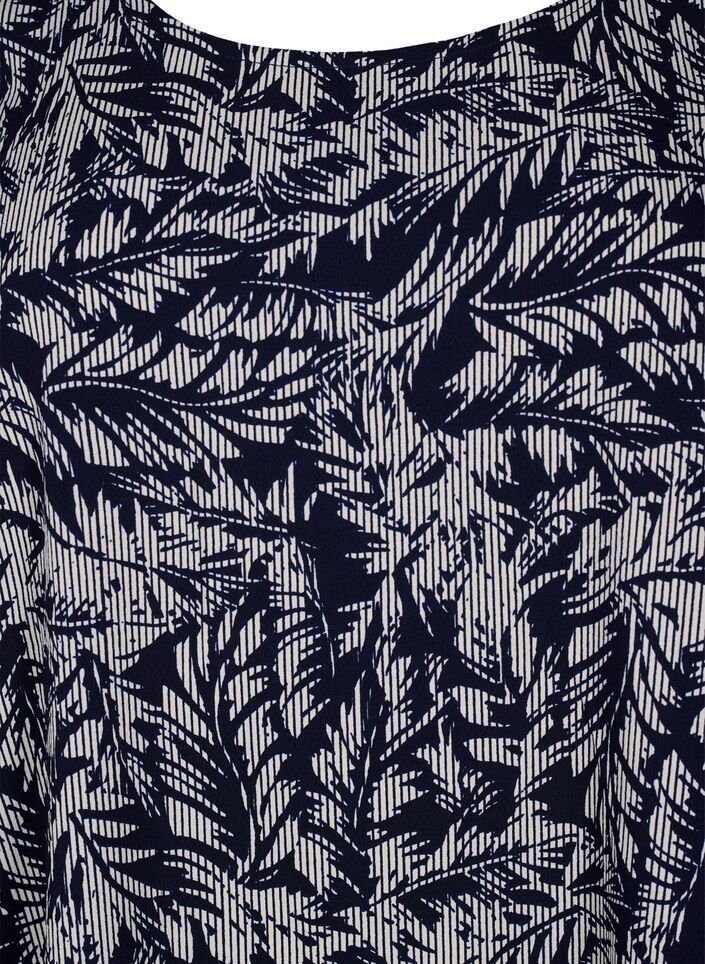 FLASH - Blouse met korte mouwen en print, Off White Blue Leaf, Packshot image number 2