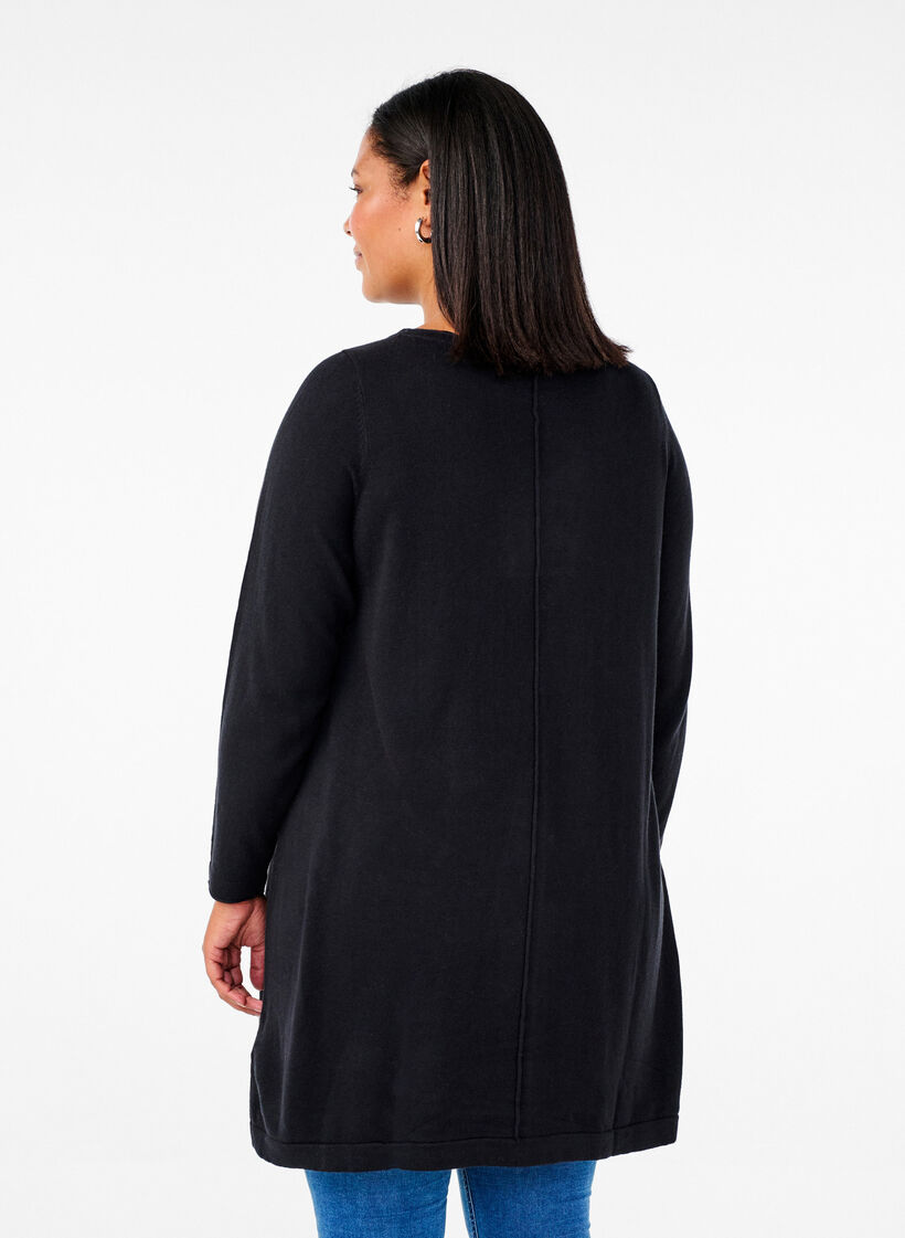 Gebreide jurk in katoen-viscose blend, Zwart, Model image number 2