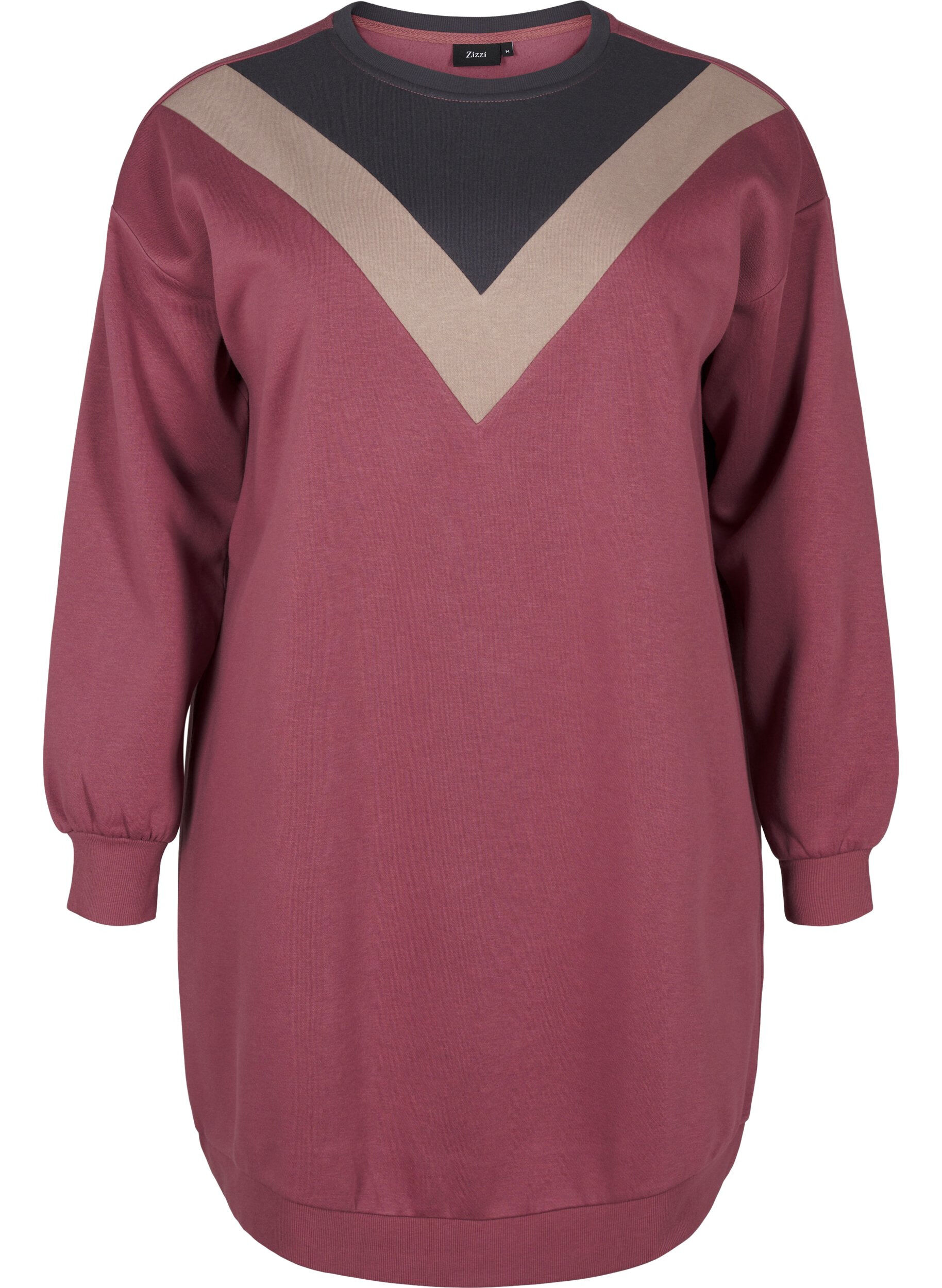 Zizzi Sweat long avec color block, Rose B. Color Block, Packshot image number 0