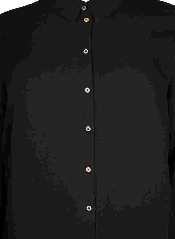 Lang effen overhemd van viscose, Black, Packshot image number 2